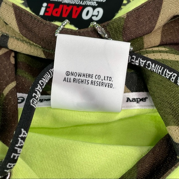 Bape Aape Mens Short Sleeve Hoodie Shirt Green Size Small - Picture 7 of 8